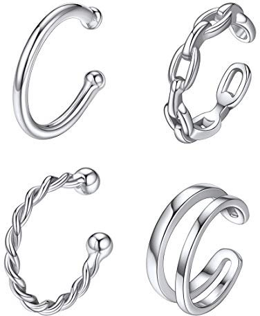 ChicSilver Silber Ohr Manschette Linie Ohrclip Verdrehte Ohrmanschette Damen Paar Ohrstecker an jeden Tag Party