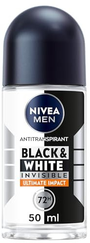 NIVEA MEN Déodorant Bille Black & White Ultimate Impact (1 x 50 ml), déodorant homme anti-traces blanches et jaunes, anti-transpirant anti odeur & humidité, protection efficace 72h, sans alcool