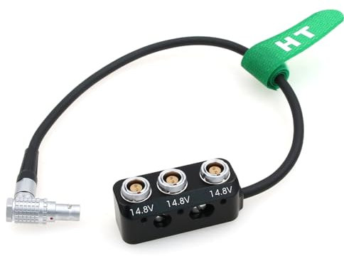 HangTon Rechtwinkliger Stecker 2-polig auf 3 x 0B 2-polige Buchse Power Splitter Kabel Box, 1 zu 3 Triple für ARRI Alexa Sony RED DSMC2 Kamera
