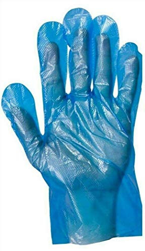We Can Source It Ltd – Blue PE Plastic Polythene Gloves – Disposable Food Safe Gloves - Textured Grip for Catering, Food Handling, Cleaning, Low-Risk Care – One Size Fits All - Pack of 100