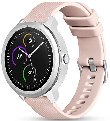 Vobafe Garmin Armband 20mm Kompatibel mit Vivoactive 3/Venu 2 Plus/Venu sq/Vivomove HR, Weiche Silikon Armbänder Sport Ersatzband für Garmin Fenix 7S/Forerunner 55/245/645 Music, Rosa