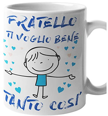 Incidiamo Tazza Mug Fratello - ti voglio bene tanto così - Idea Regalo Compleanno Natale Festa