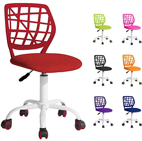 Beltom® Sedia ergonomica da scrivania cameretta computer casa studio ufficio studenti adolescenti, ideale per bambini. Regolabile in altezza e girevole a 360° - Rosso