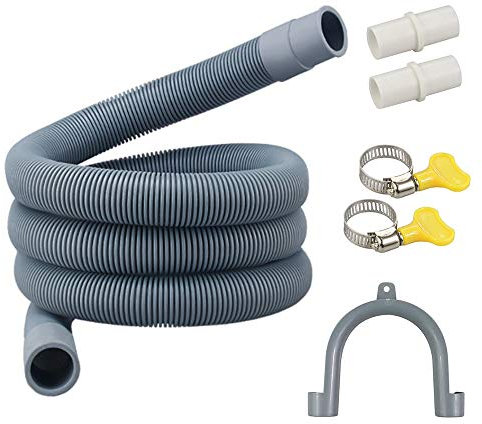 Ablaufschlauch Verlängerung für Waschmaschinen,Waschmaschinenschlauch verlängerung 2M,Geschirrspüler Verlängerung Set,Ablaufschlauch Verlängerung Set,inkl Schlauchverbinder und Schlauchschellen