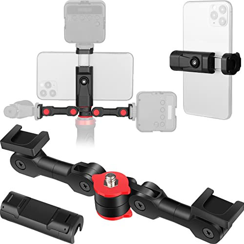 Adaptateur Universel de Chaussures Froides à Double Installation de Chaussures Froides avec Support de Chaussures de Caméra Rotative à Trou Fileté de 1 / 4 pour Microphone, Lampe Led