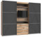 Froschkönig24 magicGlas Schwebetürenschrank Schiebetürenschrank mit TV-Element Plankeneiche/Grau, Höhe in cm:236 cm, Schließdämpfung:ohne Schließdämpfung