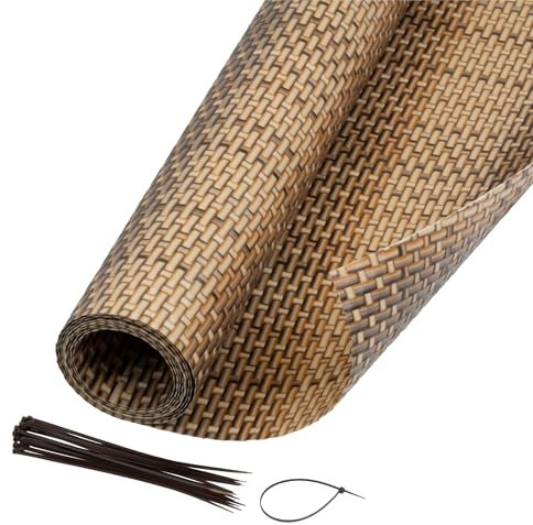 Jardinion Sichtschutzmatte Rattan Optik 1 x 3m Hellbraun Sichtschutz, geeignet als Terrassen, Gartenzaun und Balkon Sichtschutz, inkl. Kabelbinder