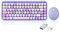 Perixx PERIDUO-713 Ensemble Mini Clavier et Souris sans Fil 2.4 GHz, Touches de Style Rétro Arrondies, Violette, AZERTY