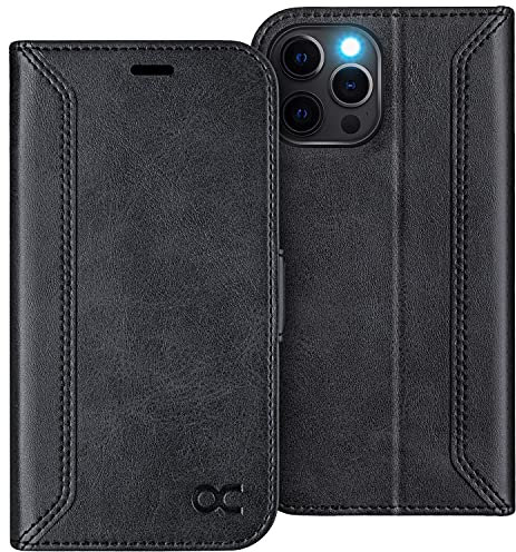 OCASE for iPhone 14 Pro Max Wallet Case, PU Leather Flip Phone Case with RFID Blocking Card Holder Kickstand, Shockproof Phone Retro Cover for 6.7 Inch iPhone 14 Pro Max 5G 2022,Graphite Black