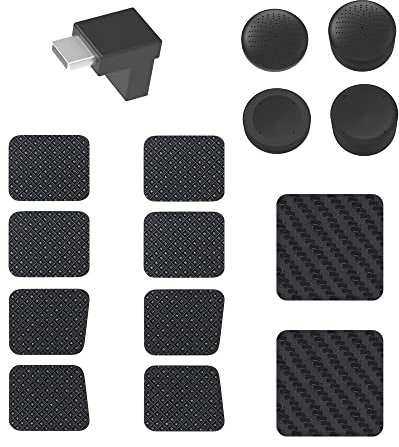 Thumb Grip Caps for Steam Deck, 4 in 1 Bundle Protection Kit with Protect Sticker, Back Button Sticker and L-Shape Type-C Connector