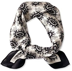 LumiSyne Seidenschal Damen Quadratischer Schal Farbnähte Geometrische Streifen Muster Satin Vierecktuch Multifunktionales Halstuch Seidentuch Paisley Bandana Kopfschmuck