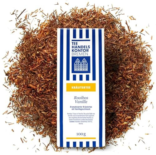 Hochwertiger Rooibos Vanille Tee | Edler Loser Rotbuschtee | 100 g Rooibos Tee | heimische Herstellung | TEE HANDELSKONTOR BREMEN