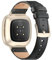 Tuocal Armband aus echtem Leder, kompatibel mit Fitbit Versa 3/Sense, für Damen und Herren, Schwarz, Schnalle in Roségold