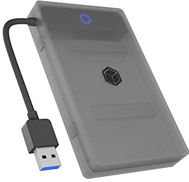 ICY BOX SATA auf USB Adapter für 2,5 HDD / SSD, Festplatten Adapter, USB 3.2, USB-A, Schutzbox, Werkzeuglos, Externes Gehäuse, IB-AC603b-U3