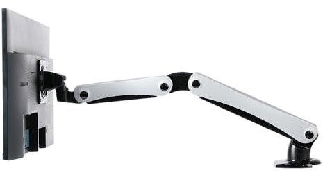 B1 Premium Einzel-Monitorarmständer mit Klemmfuß – einfache Handhabung, stabiles Aluminium – Silber – für Monitore bis zu 86 cm mit VESA, 6,6 bis 9 kg