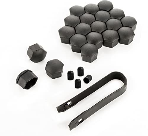 LST 20x Sechskant Felgen Radschraube Abdeckkappen Kappen Set 17 mm schwarz rau