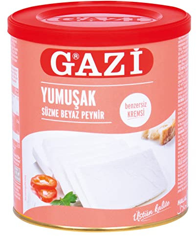 Gazi Yumusak Hirtenkäse - 2x 500g Dose - cremiger Weich-Käse aus Kuhmilch, Kuhkäse Süzme Beyaz Peynir mit 55% Fett i.Tr., besonders zart und cremig, für Salate, als Füllung in Teigrollen