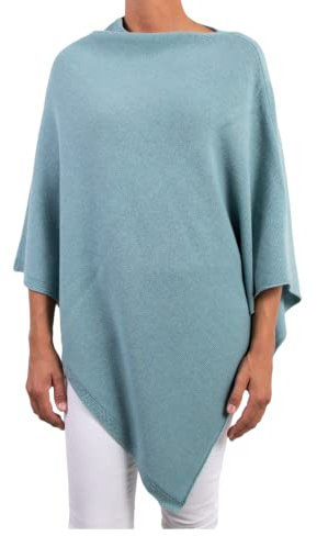 Poncho Mischung Kaschmir für Damen, Made In Italy, Merinowolle, Kaschmir, Schwarz, Beige, Weiß, Blau, Strick, Umhang, Einheitsgröße, Geschenk, Winterkleidung, Pashmina, V. Wasser, Einheitsgröße