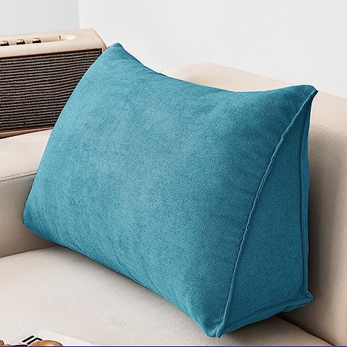 NENIUX Grande cuscino a cuneo da lettura, cuscino triangolare per schienale, cuscino di supporto lombare/schiena, con fodera rimovibile, per divano e divano Tatami Home, 60 x 35 x 20 cm, blu