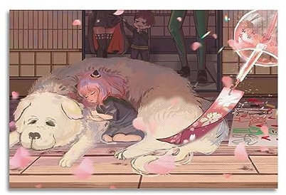 VZRSQZK Game Spy X Family Anya Fogg und der Hund, Poster, dekoratives Gemälde, Leinwand, Wandposter und Kunstdruck, modernes Familienschlafzimmer-Dekor-Poster, 20 x 30 cm