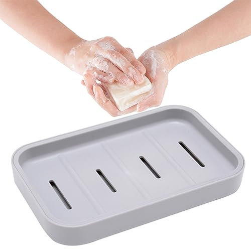 DIAONIAN 1Pcs Porte-Savon Double Couche, Porte Savons Plastique étanche, économiseur de Savon pour la Douche, Égouttez et Gardez au Sec, pour Baignoire, Évier de Cuisine (Gris)