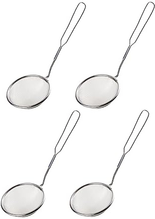 NAMOARLY Stainless Steel Filter Spoons Set of 4 9.06 in Strainer Spoon with Heat Insulated Handle for Hot Pot Oil Tea Leaves and Milk Tea Residue Kitchen Serving Utensils