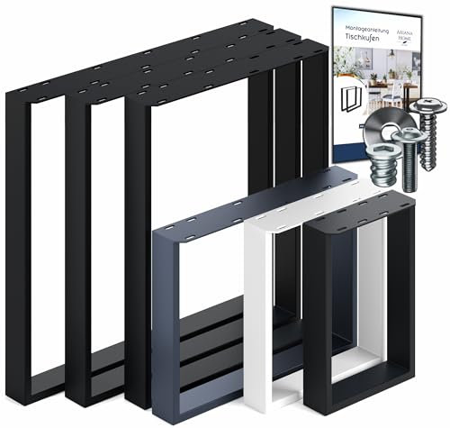 Ariana Home® - 2X Premium Stabil Tischkufen, Tischbeine, Tischgestell, Möbelfüße aus Metall, (Couchtisch, Esstisch, Schreibtisch, Wohnzimmertisch, Sitzbank & andere Möbel) - 60x72 cm Industrial