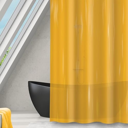 MSV Duschvorhang, Polyester, Romana, 180 x 180 cm, Safran, transparent