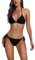 FITTOO Triangel Bikini Damen Set Push Up Neckholder Bikinioberteil Verstellbare Bademode Unterteil Schnürung Zweiteiliger Badeanzug Schwarz, L