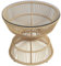 Outsunny Table d'appoint en rotin, Bohème, Table Basse de Jardin, Ø60 cm, Verre trempé, Bois Naturel