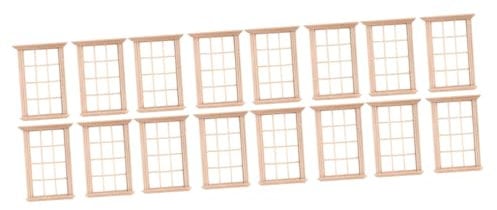 UPKOCH 16 Pcs Dollhouse Window Wooden Window Miniature Doll House Accessories Mini Doll House Kid Suit Home Decor Window Frame Doll House Decor Toddler Dolly Children's Clothing
