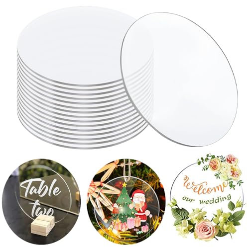 RXKFIGX 10 Pcs Klare Acrylplatten Runde 10 cm Acryl Blatt Transparent 2 mm dicke Acryl Scheiben DIY Transparent Acrylglas Runde für Weihnachten Bilderrahmen Malerei Handwerk Projekt Zeichen DIY