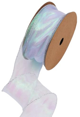 Wisafory 10 Yards Organzaband Dekoband Geschenkband Schimmernd Organza Band mit Drahtkante Schleifenband Stoffband Organza Bänder Bastelband für Blumensträuße Geschenkverpackung Weiß 4cm