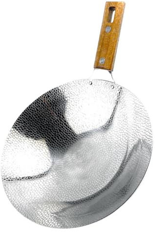 Alipis Wok de Cuisine 22 Cm avec Manche en Bois Et Poêle à Frire de Style Chinois Multifonctionnelle pour Un Usage Domestique