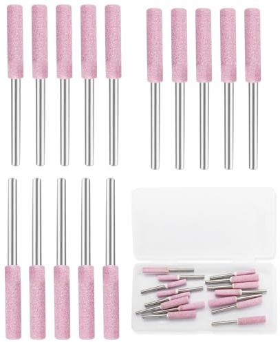 Jiozermi 12 Pcs 7/32 Inch Chainsaw Sharpening Stones Diamond Chainsaw Sharpener Chainsaw Grinding Stone File Pink Chainsaw Accessories for Electric Diamond Sharpening Wheel, 5.5mm