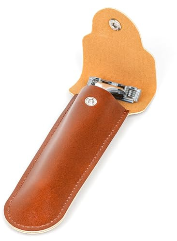 Linkidea Reise-Rasiermesser-Etui, schlanke Schutzhülle aus veganem Leder für Patronenrasierer, kompatibel mit Gillette Fusion5, Sensor3, Dorco Pace 6 (Braun)