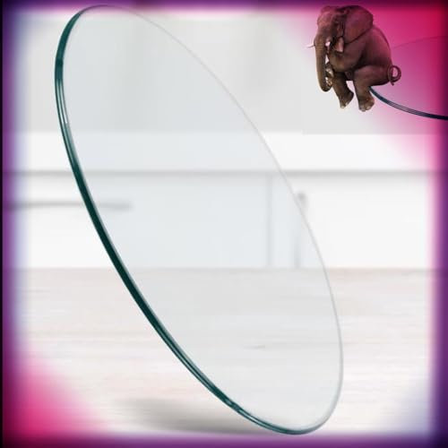 QSPNVFB Großer Glas Tischplatte, 60cm 80cm Glasplatte Runde, Transparentes Glasscheibe Für Esstisch, 90cm Servierplatte Aus Gehärtetem Glas(90cm/36inch)