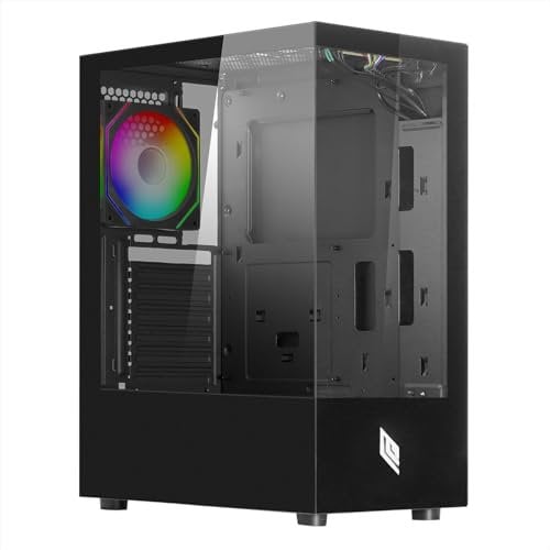 Noua Nexus P100 Case PC Gaming ATX Mid-Tower, Ventola LED ARGB 120mm MB Sync, Pannello Frontale e Laterale in Vetro Temperato Senza Cornice, Nero