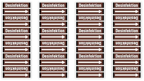 Aufkleber: 75x25 mm, 4 Stück - Gruppe 9 - Nichtbrennbare Flüssigkeiten - Banderole - Rohrleitungskennzeichnung - nach DIN 2403 - Sprache: deutsch - Desinfektion