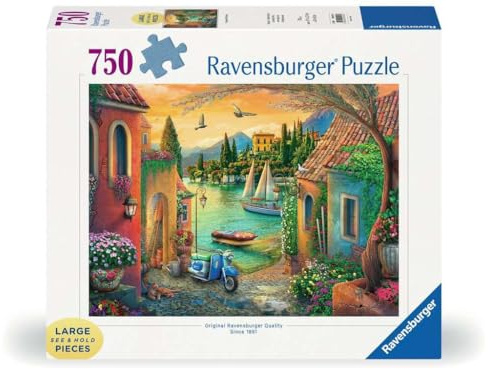 Ravensburger Puzzle 12001516 - Idyllischer Comer See - 750 Teile Large Pieces, Puzzlespaß mit größeren Puzzleteilen für die ganze Familie