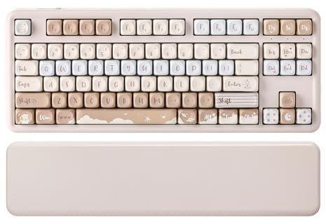 YUNZII B87 Teclado Mecánico Inalámbrico, QMK/Via Custom Teclado de Juego TKL Diseños,BT/2.4G/USB-C Teclado Enchufable En Caliente, Teclado RGB con Wrist Rest para Win/Mac (Butter, Milk v2)