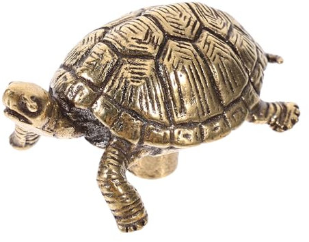 Brass Turtle Door Knob Small Cabinet Decorative Handle Artistic Tortoise Design Drawer Pull Sea Turtle Figurine for Kitchen Wardrobe Nautical Beach Ocean Home Decor
