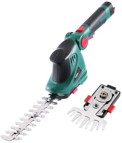 POSENPRO Forbici per Erba a Batteria 7,2V, Tosaerba e Tagliasiepi a Batteria 2 in 1 Larghezza di Taglio/Lunghezza di Taglio 10 0 mm / 18 0mm,Cesoia Elettrica Adatto al Giardino