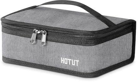 HOTUT Pequeña Bolsa de Almuerzo, Bolsa Termica Porta Alimentos Pequeña, Mini Fiambrera Aislada para Hombres y Mujeres, Lancheira Termica, para Niños Adultos Oficina Trabajo Colegio - Gris