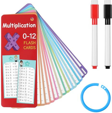 Yuanchu 14 Stück Multiplikationsspiel 0–12, Mathe-Lernkarten mit Einmaleins Multiplikationstabelle Lernkarten für die 1. bis 3. Klasse Multiplikationsspiel Mathe-Lernhilfen