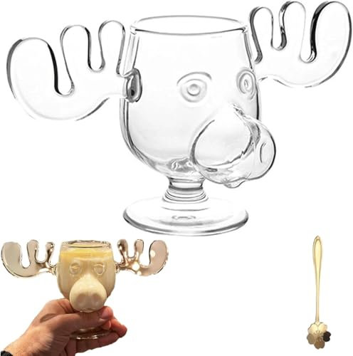 Generisch Weihnachtsgläser National Weihnachtsurlaub, Elch Gläser Weihnachtsglas, Elchgläser Christmas Vacation, Kreatives Elch-Schnapsglas Aus Glass, Weihnachtstasse, Moose Mug
