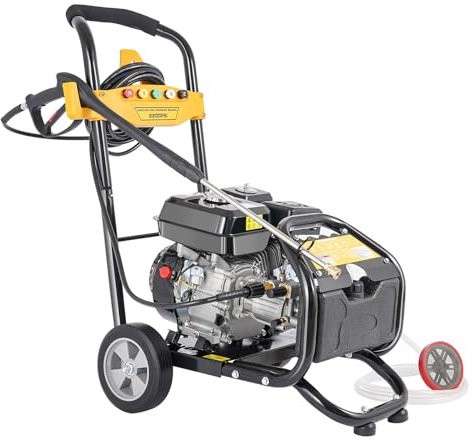 SICHENSH Limpiador de alta presión de gasolina de 7,5 CV, motor de cuatro tiempos, motor de gasolina, limpiador de coche y terraza con 5 boquillas seleccionables, limpiador de alta presión