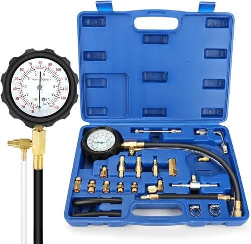 LXNEER Fuel Injection Pump Pressure Tester Kit Fuel Pressure Test Gauge for Car Truck Motorcycle 0-140PSI