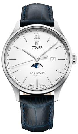 COVER CO202.01 Chapman Moon & Stars White/Blue Herrenuhr mit Lederarmband 5 ATM