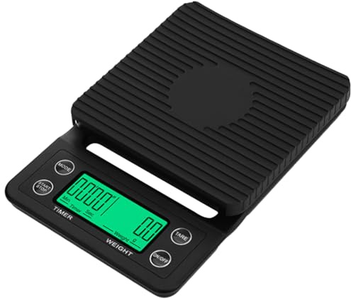 5KG Digitalwaage Digitale Küchenwaage 0,1g Genau LCD Display Kaffeewaage Briefwaage mit Timer Funktion (5KG)